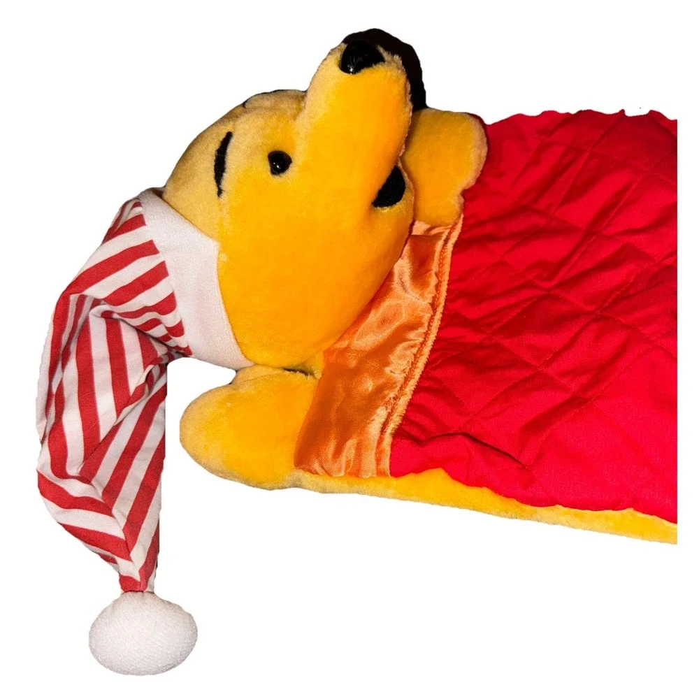 Vtg Disney Winnie The Pooh Plush Pajama Bag Satin Trim Collectible Multi Use 17